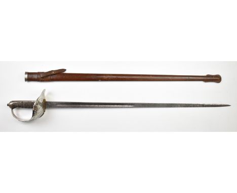 British 1897 pattern Infantry officer's sword with George V cypher to guard and 82cm decorated blade numbered 49940, with lea