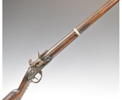 French or similar continental 10 bore flintlock three band musket with indistinctly named lock, stock stamped 'S Cousins', sh