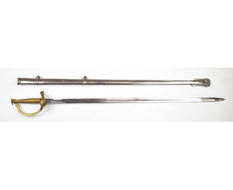 Replica American Civil War sword marked CSA with 86cm blade stamped India, with scabbard. PLEASE NOTE ALL BLADED ITEMS ARE SU