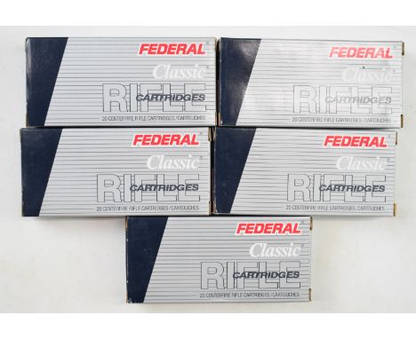 One-hundred .22-250 REM Federal Classic rifle cartridges, all in original boxes.PLEASE NOTE THAT A VALID RELEVANT FIREARMS/SH