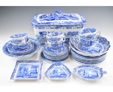 Spode dinner and tea ware decorated in the Italian pattern&nbsp;including a large crock, approximately sixty pieces