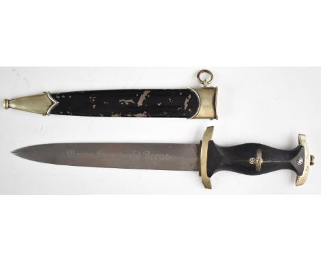 Replica&nbsp;WW2 German Third Reich Nazi&nbsp;SS Dagger with 21cm double edged blade and scabbard. PLEASE NOTE ALL BLADED ITE