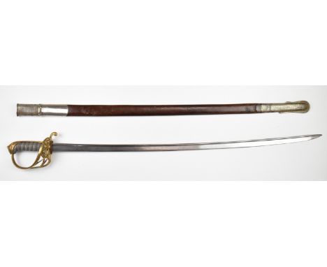 Restored 1822 pattern East India Company officer's sword with 80cm pipe back blade and scabbard. PLEASE NOTE ALL BLADED ITEMS