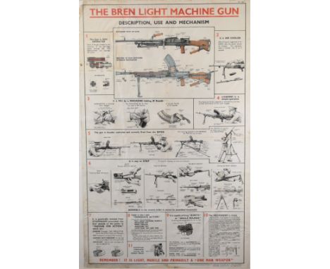 The Bren Light Machine Gun Description, Use and Mechanism colour poster, 101 x 63cm, framed and glazed.&nbsp;