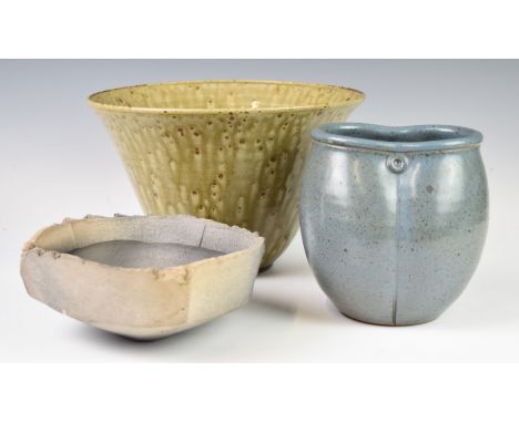 Three pieces of studio pottery by Ned Heywood of Chepstow Pottery, Sebastian Blackie and David Lloyd Jones, tallest 17cm