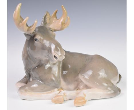 Copenhagen figure of a moose, light colourway, height 21cm