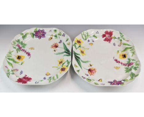 Two large shaped Spode dishes decorated in the English Floral pattern, 32 x 40cm