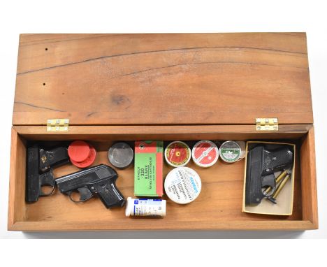 Three Perfecta blank firing pistols together a quantity of blank cartridges, some in original boxes.&nbsp;We are not able to 