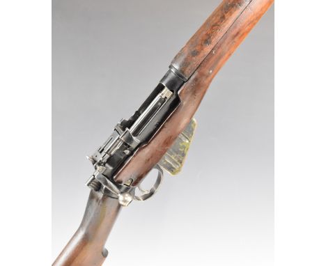 Deactivated Enfield No.5 Mk.1 Jungle carbine rifle stamped to the left of the breech 'Mo.5 Mk.I ROF (F) 1/45' and to the stoc