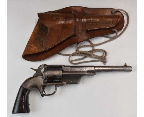 Allen &amp; Wheelock .44 lip/ rim fire Army Model 5-shot single-action revolver with wooden grips and named 7.5 inch part-oct