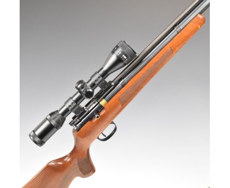 Titan/ Falcon .22 bolt-action PCP FAC  air rifle by John Bowkett with adjustable trigger, sound moderator, raised cheek piece