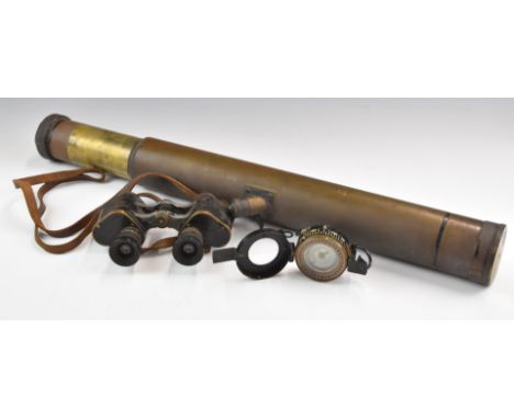 WW2 TG Co Ltd compass dated 1940, serial number 47119, together with a Watson's Ltd telescope dated 1917 and a pair of milita