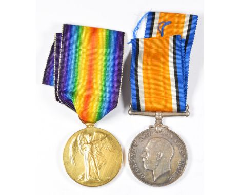 British Army WW1 medal pair comprising War Medal and Victory Medal named to 281865 Pte R W Burton, Highland Light Infantry