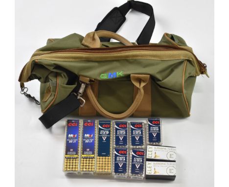 Six-hundred-and-fifty .22 CCI and Eley Subsonic Hollow rifle cartridges, all in original boxes and in GMK carry bag. PLEASE N