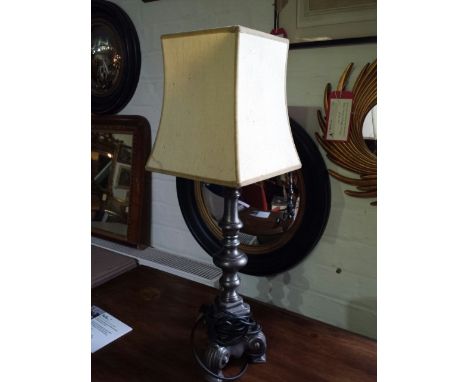 Metal based lamp, 1930's, pewter base, (PAT tested Aug 2015) Overall height 61cm