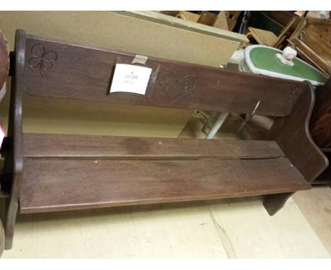 Hardwood garden bench  with naive carving, 151 cm
