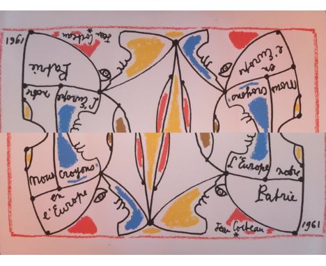 Jean Cocteau (French 1889-1963), original lithograph, 1961. 33cm x 46cm
WE CAN SHIP THIS LOT WORLDWIDE: just ask for a quote