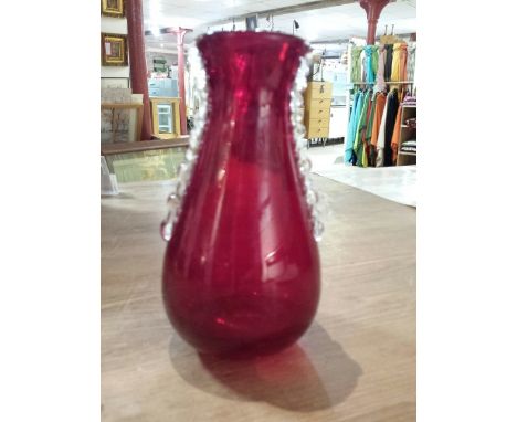 Whitefriars ruby red flanged vase 14.5 cm tall (1950's)