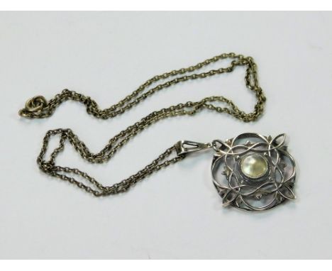 ARTS & CRAFTS. An Arts & Crafts silver & blister pearl pendant. The back stamped WHH (William Haseler) but also stamped 925 (