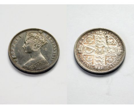 VICTORIA GODLESS FLORIN. An 1849 Victoria 'Godless' florin (VF). Dark patina to obverse with surface marks either side head, 