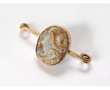 AGATE CAMEO. An 18th/19th century Neoclassical agate cameo, possibly originally mounted as a ring, now mounted on a pin. The 