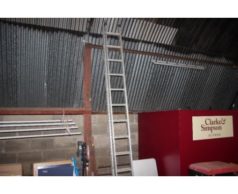 An aluminium extending ladder