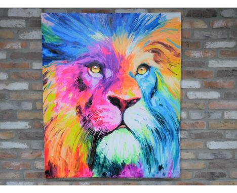 CONTEMPORARY SCHOOL, portrait of a lion, 120cm x 100cm, acrylic on canvas. 