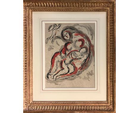 MARC CHAGALL, 'Hagar in the desert', lithograph, 35cm x 25cm, framed, published verve, Mourlot 1960. 