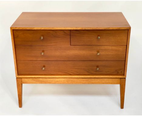 UNIFLEX CHEST, 1970s teak with two short and two long drawers, 92cm W x 46cm W x 74cm H. 