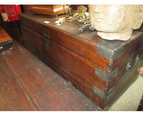 19th Century rectangular brass mounted camphor wood trunk (restoration) 