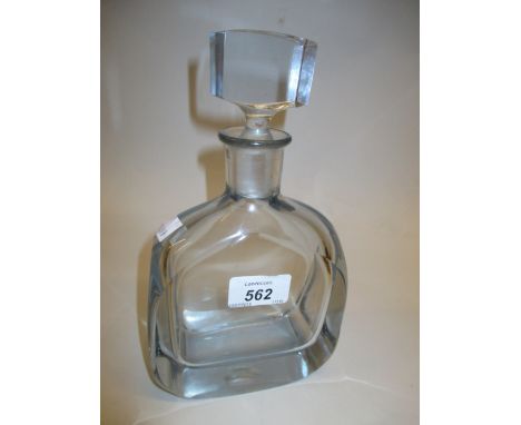 Stromberg Shyttan, 20th Century Swedish glass decanter with stopper with original label and etched to the base