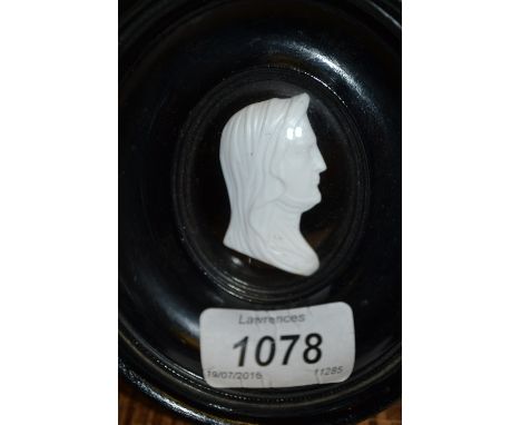 19th Century glass cameo profile of the Countess of Richmond and Derby (mother of Henry VII) together with a wax relief profi
