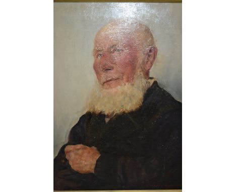 Edwin Swan, oil on canvas, half length portrait of a bearded man, signed, 24ins x 20ins, gilt framed