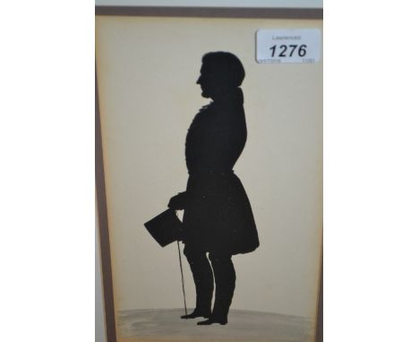 Ebonised and gilt framed full length silhouette portrait of a 19th Century gentleman