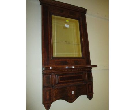 19th Century mahogany and inlaid hanging wall mirror with shelf