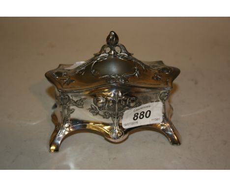 W.M.F. floral cast silver plated trinket box