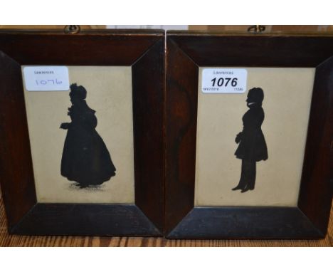 19th Century silhouette portrait reputedly of John Howard Payne, author of ' Home Sweet Home ' together with a companion pict