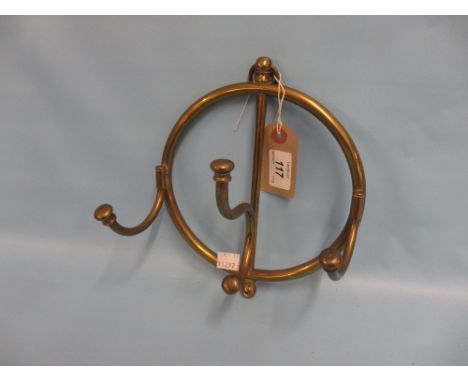 19th Century brass folding campaign coat hook with registration mark