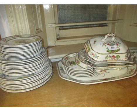 Copeland Spode manufactured for Harrods Old Bow pattern part dinner service including tureens