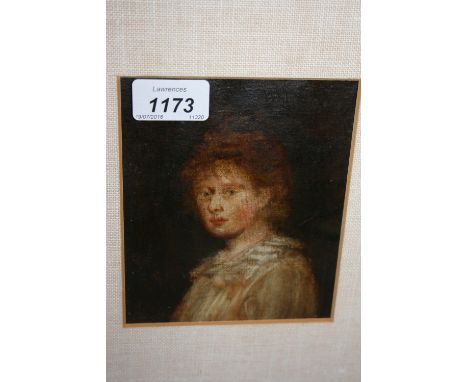 19th / 20th Century oil, half length portrait of a young lady, framed and glazed, 6ins x 5ins