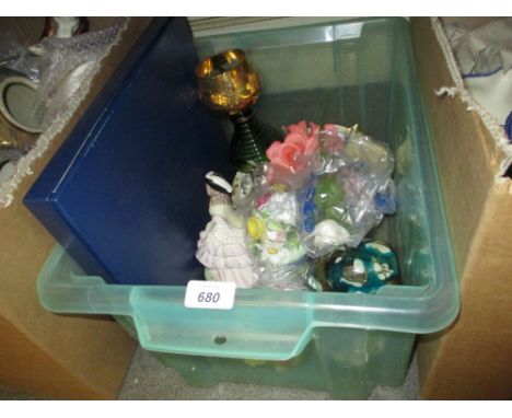 Limoges part dessert service, small glass bag light and various other ceramics