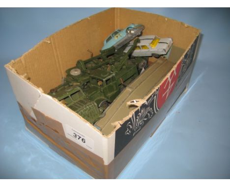 Small quantity of Dinky and Corgi playworn Army vehicles, transporter and cars