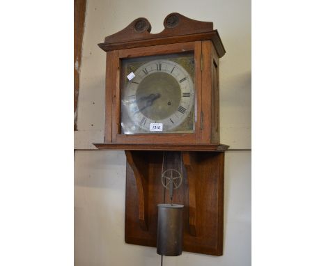 Early 20th Century oak cased wall bracket clock with a single train key wind movement together with a 1930's two train mantel