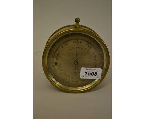 M. Pillischer, 19th Century circular brass cased barometer / thermometer (a/f)