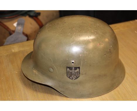 Third Reich Style M35 German Helmet with Leather lining