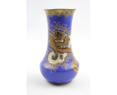 A Carltonware Dragon and Cloud Pattern Vase, of cylindrical form, on a blue ground. Repair to top. 15cm in Height 