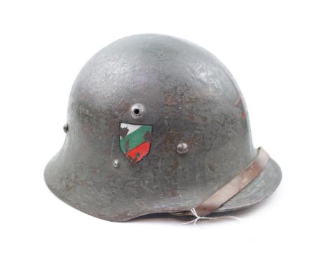 Bulgarian WWII Helmet M42 Shaped Helmet with leather interior 