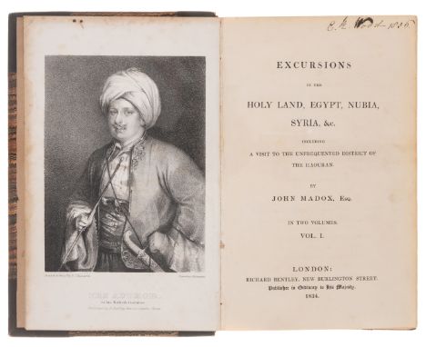 Madox (John) Excursions in the Holy Land, Egypt, Nubia, Syria &amp;c., 2 vol., first edition,&nbsp;lithograph frontispieces, 