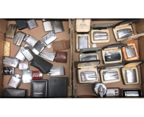 Cased 1960's Ronson Varaflame chrome and leather bound butane cigarette lighter with B.O.A.C. Speedbird motif; two Ronson tab