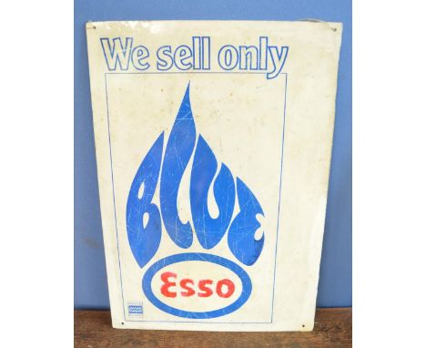 Collection of vintage advertising signs and objects to include a double sided printed metal Esso Blue sign (35.5x50.8cm), afr